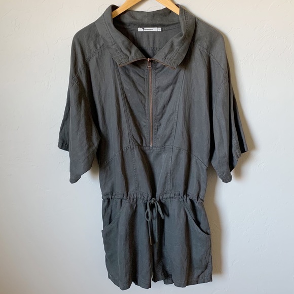 T by Alexander Wang Charcoal Short Sleeve Romper - Picture 3 of 15